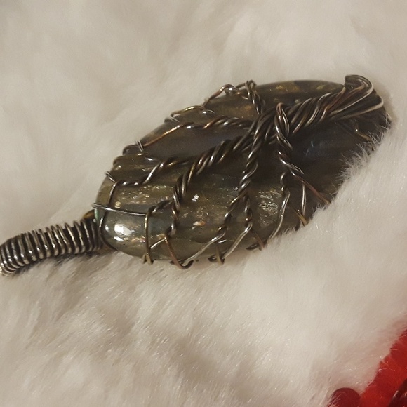 Handcrafted Wire Wrapped Labradorite Tree of Life Pendant Sterling Silver Wrap - Picture 7 of 11